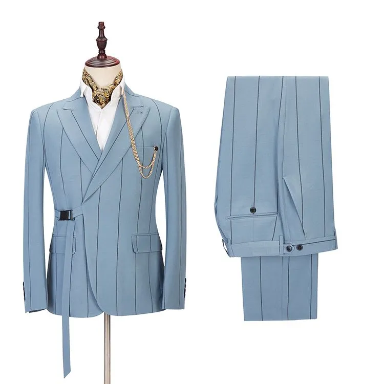 Classy Striped Peaked Lapel Classic Men Suits Online