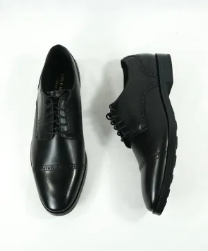 COLE HAAN - Grand OS Black Cap Toe Leather Oxfords - 10