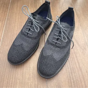 COLE HAAN ZEROGRAND Laser Wingtip Oxford Stitchlite Black Magnet Men Sz 12M EUC