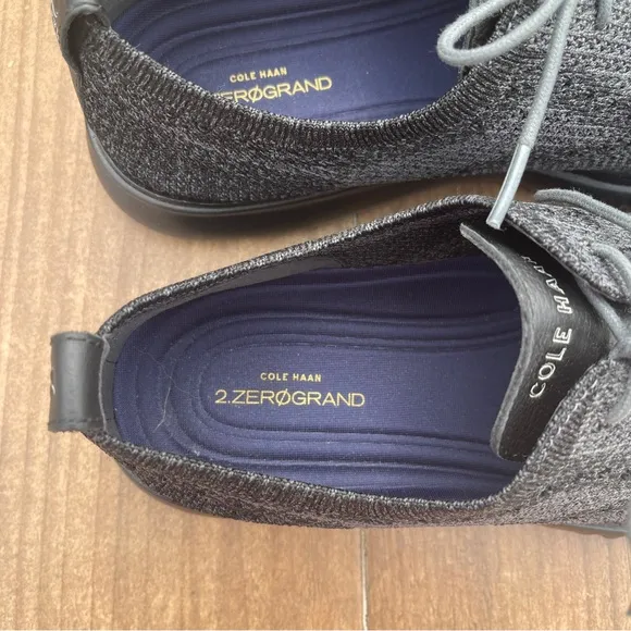 COLE HAAN ZEROGRAND Laser Wingtip Oxford Stitchlite Black Magnet Men Sz 12M EUC