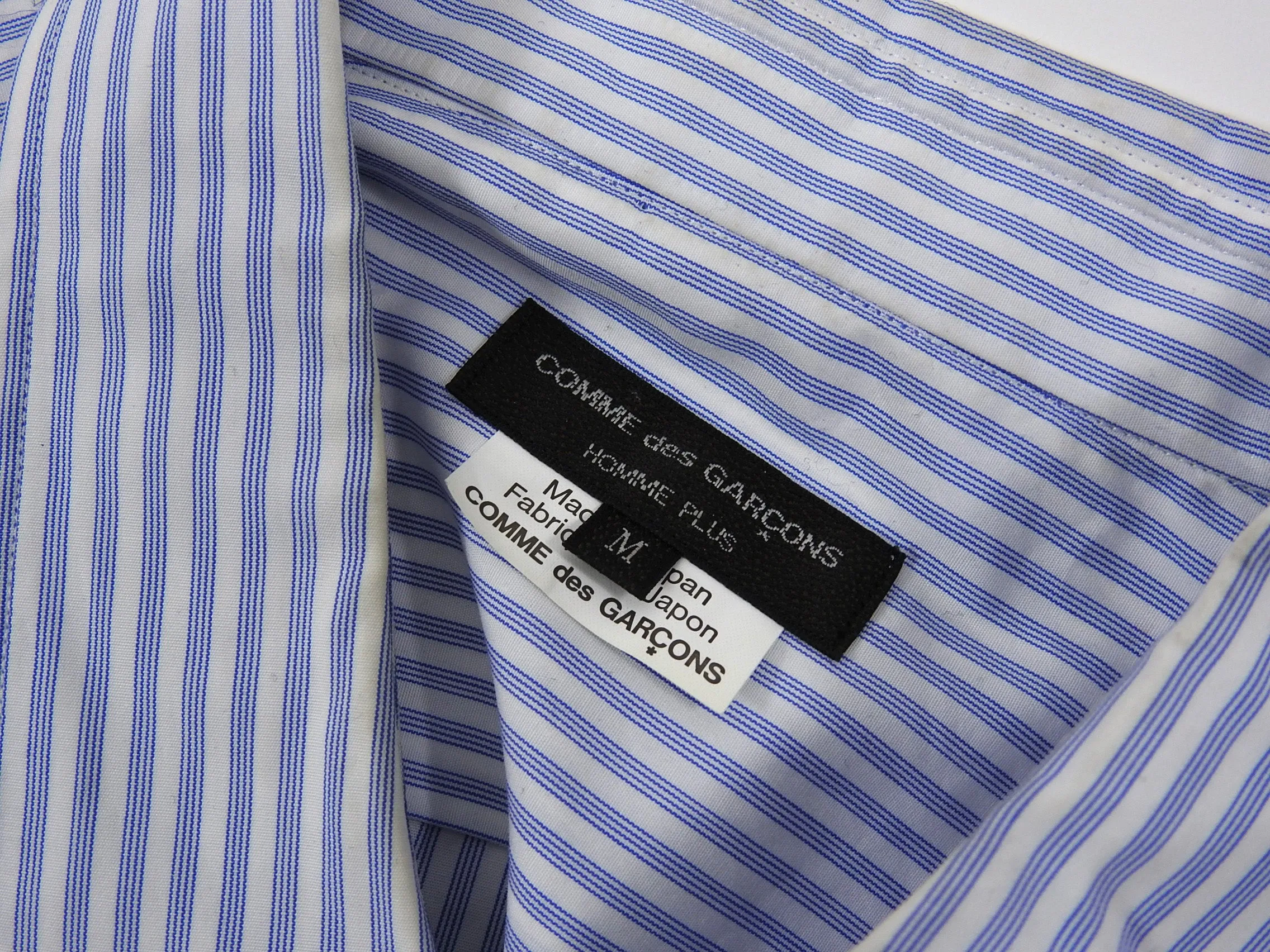 Comme Des Garcons Homme Plus Blue Pinstripe Rubber Graphic Shirt - M