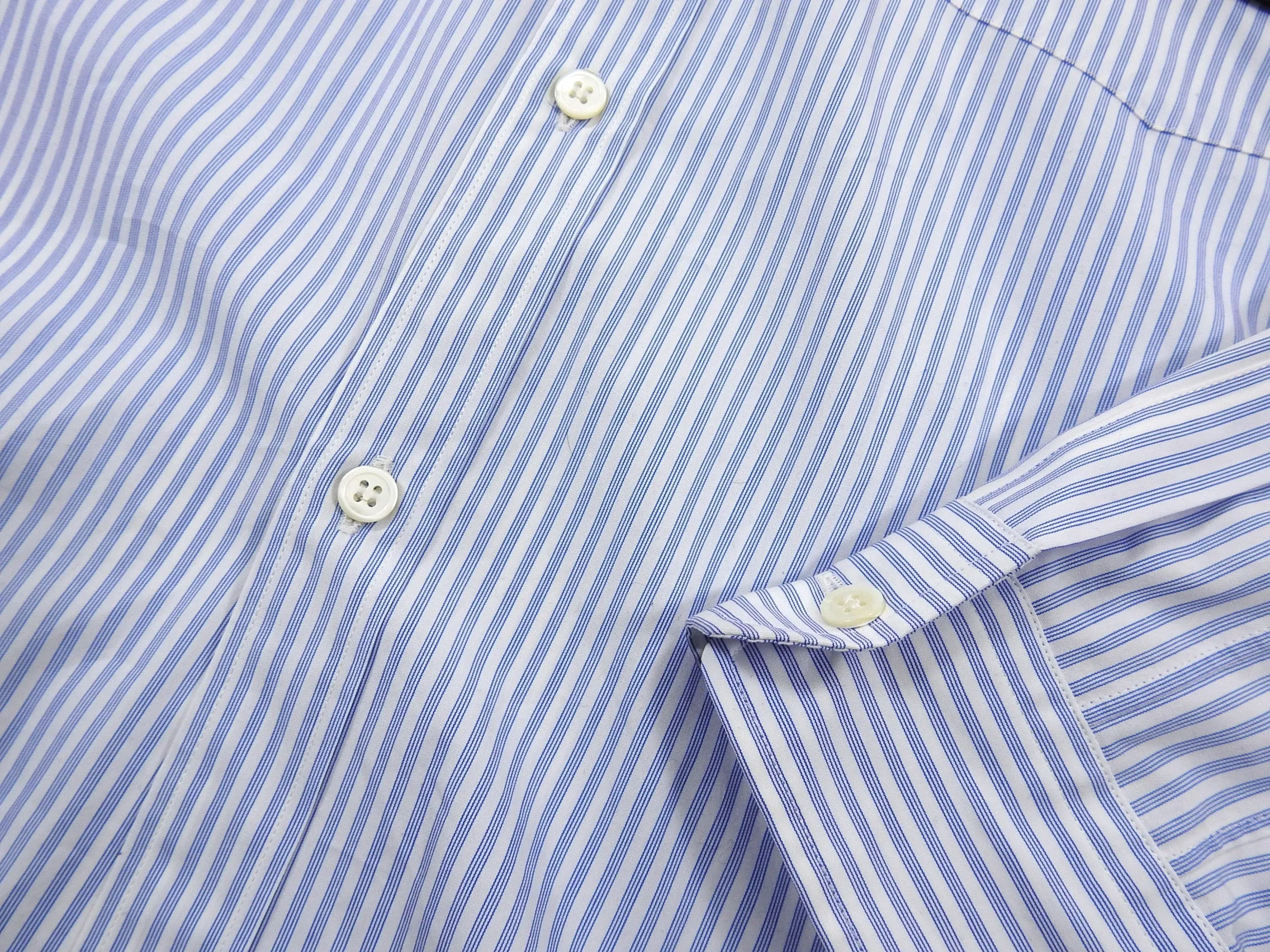 Comme Des Garcons Homme Plus Blue Pinstripe Rubber Graphic Shirt - M