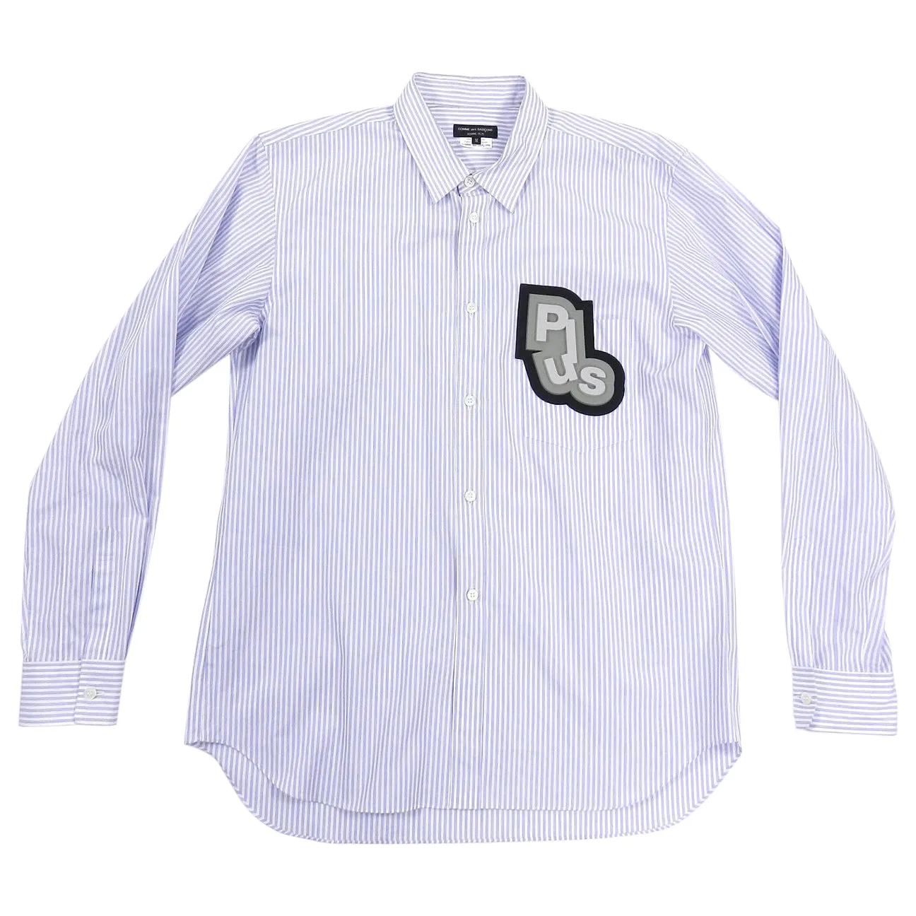 Comme Des Garcons Homme Plus Blue Pinstripe Rubber Graphic Shirt - M