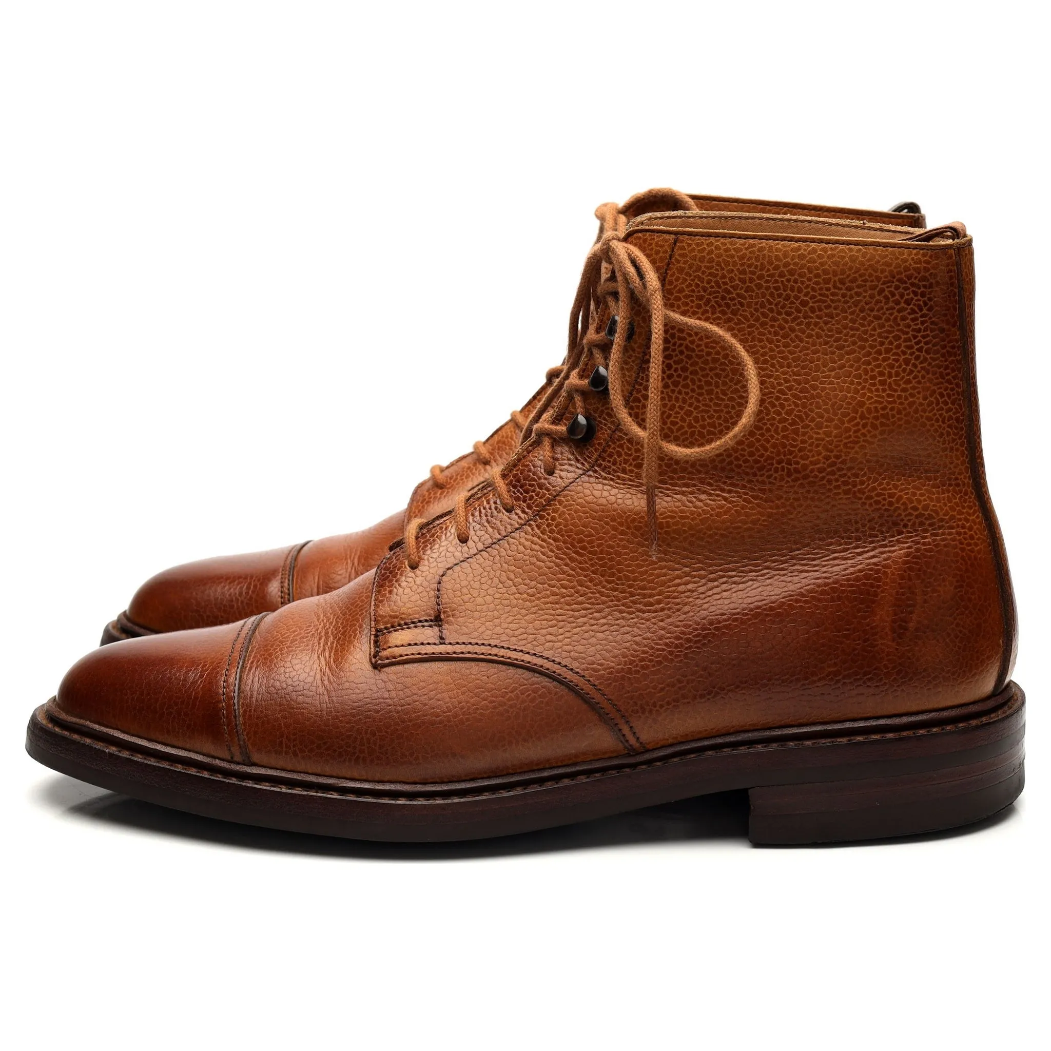 'Coniston' Tan Brown Grain Leather Boots UK 9.5 D