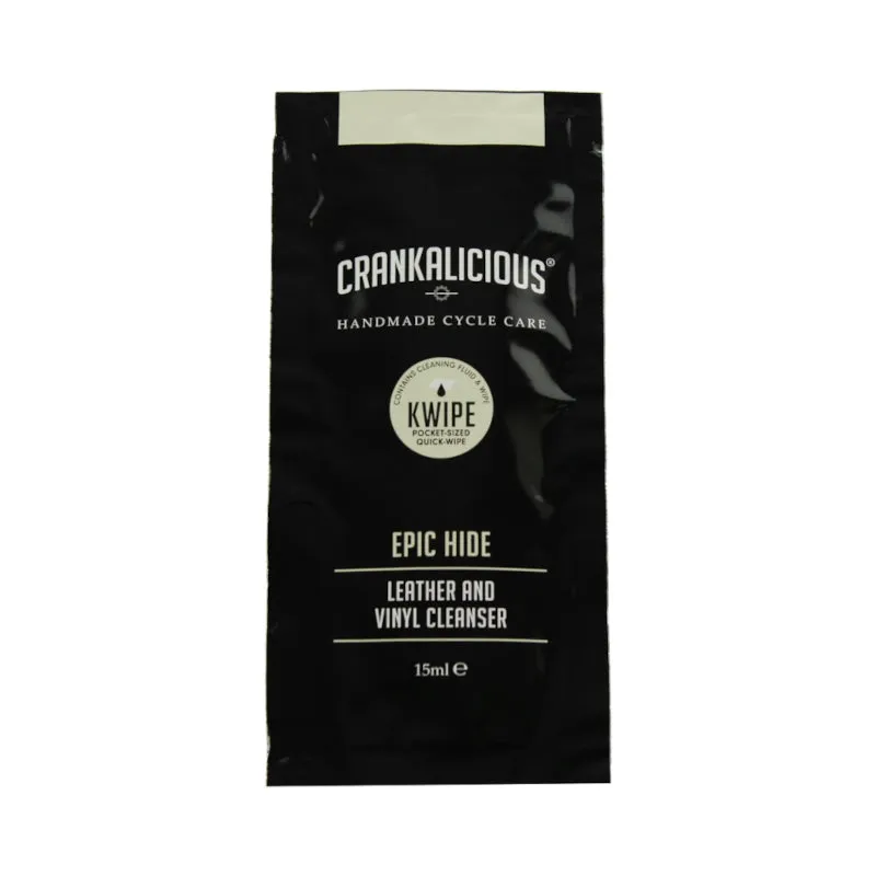 Crankalicious Epic Hide 15ml Kwipe Leather and Vinyl Cleanser (20/Box)