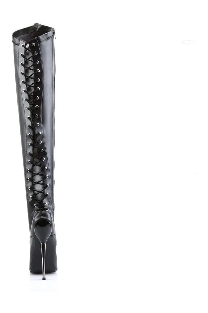 DAGGER-3060 Stiletto Boot | Black Faux Leather