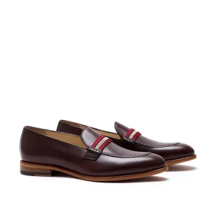 Dark Brown Calf Web Stripe Loafer