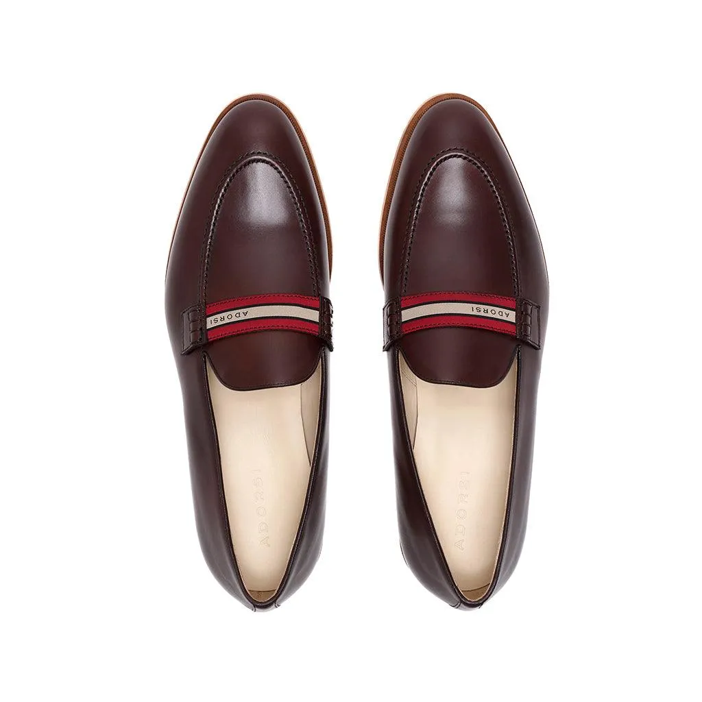 Dark Brown Calf Web Stripe Loafer