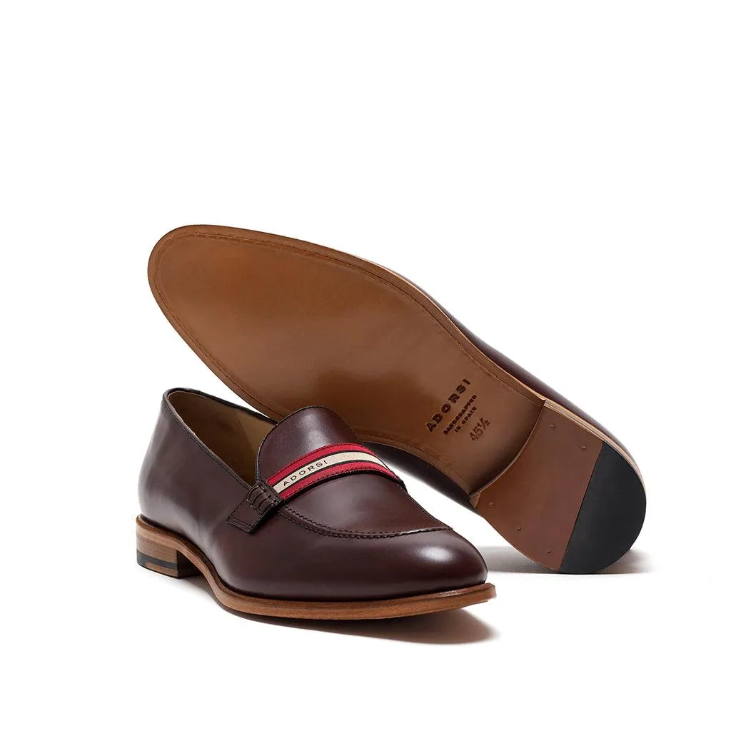 Dark Brown Calf Web Stripe Loafer