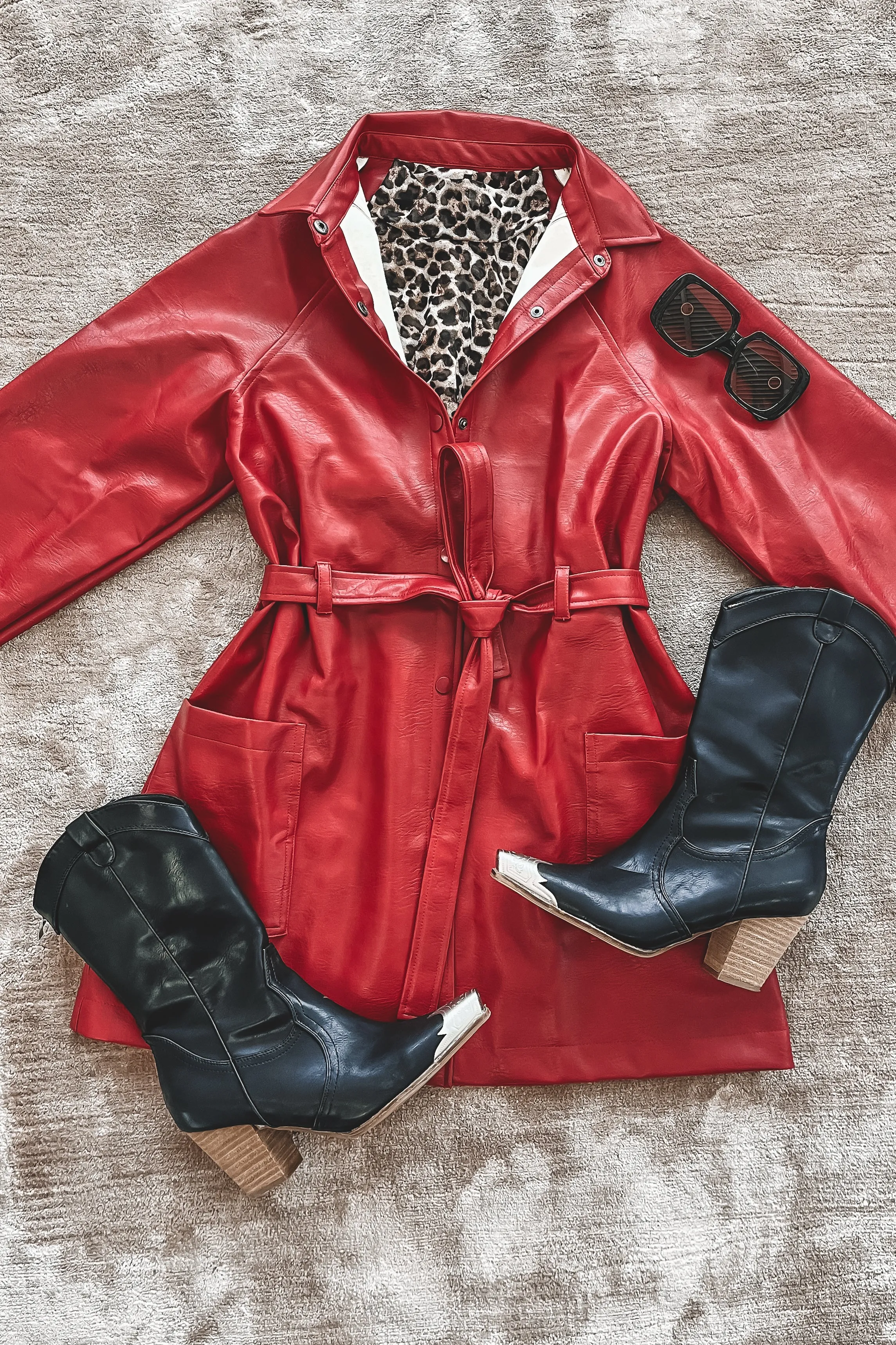 DEAL Rate My Outfit Red Vegan Leather Mini Dress