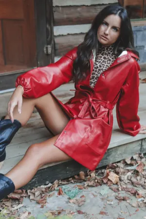 DEAL Rate My Outfit Red Vegan Leather Mini Dress