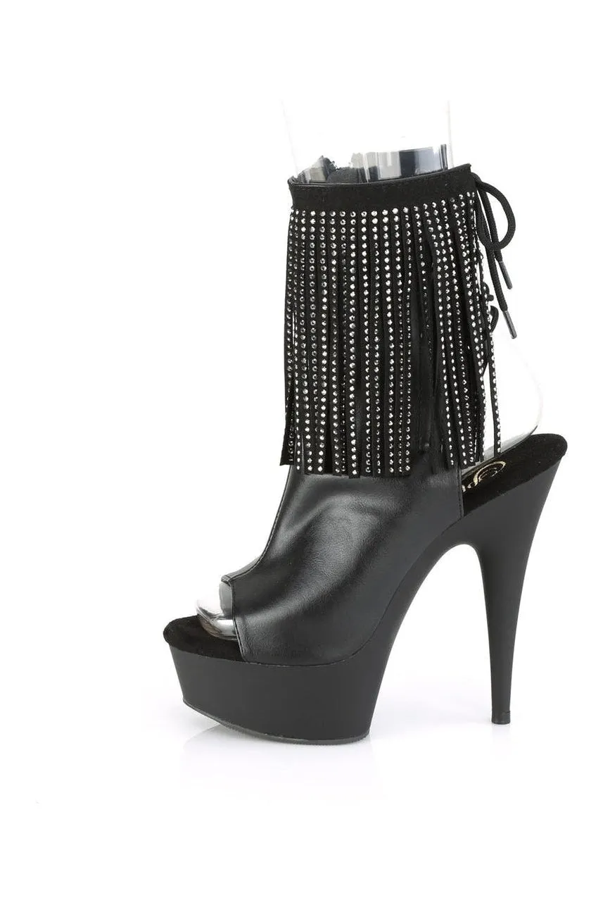 DELIGHT-1018RSF Exotic Boot | Black Faux Leather