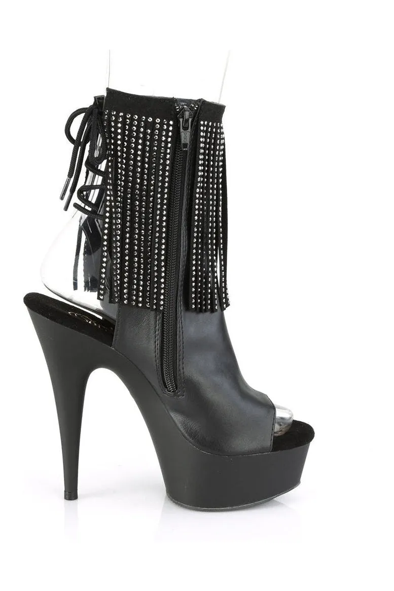 DELIGHT-1018RSF Exotic Boot | Black Faux Leather