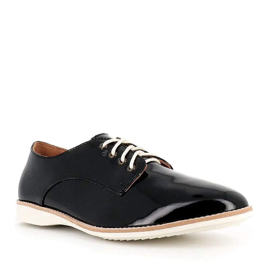 DERBY UNLINED - BLACK PATENT CRINKLE