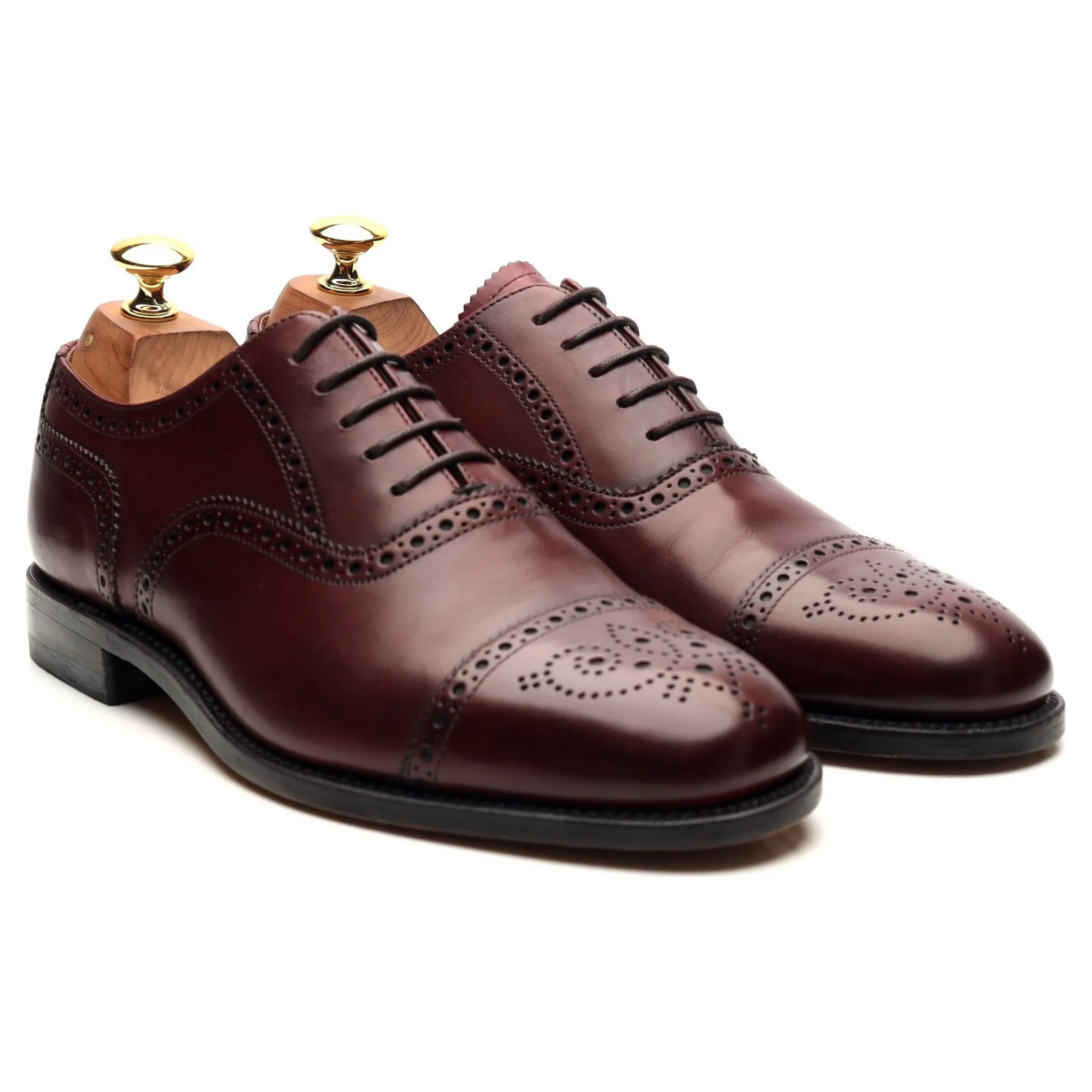 Design 'Tweed' Burgundy Leather Oxford Brogues UK 6 G