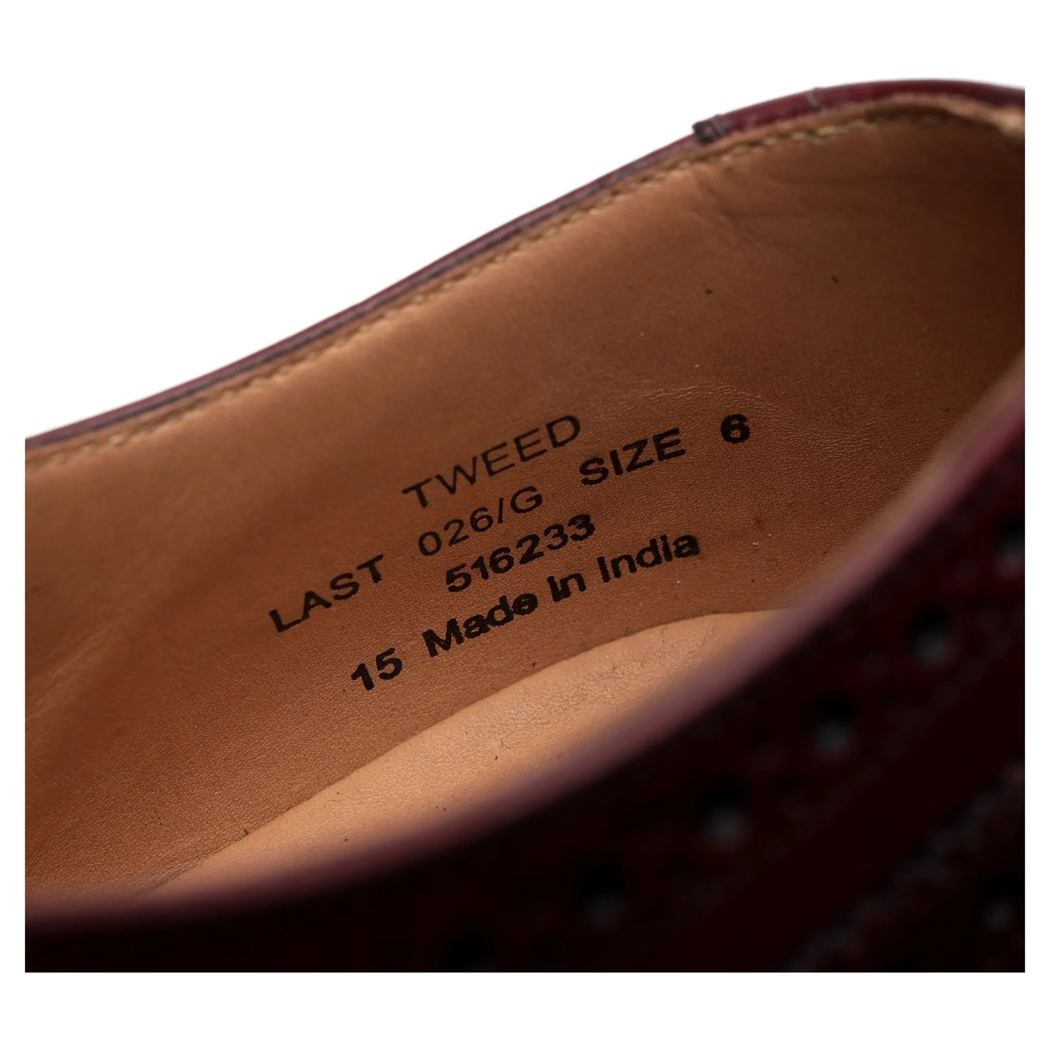 Design 'Tweed' Burgundy Leather Oxford Brogues UK 6 G