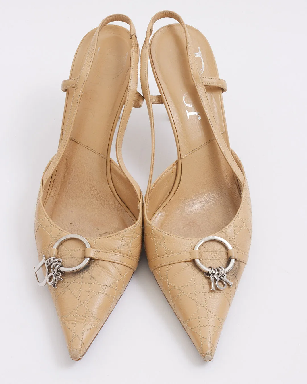Dior Beige Cannage Vintage Point Toe Pumps - 39