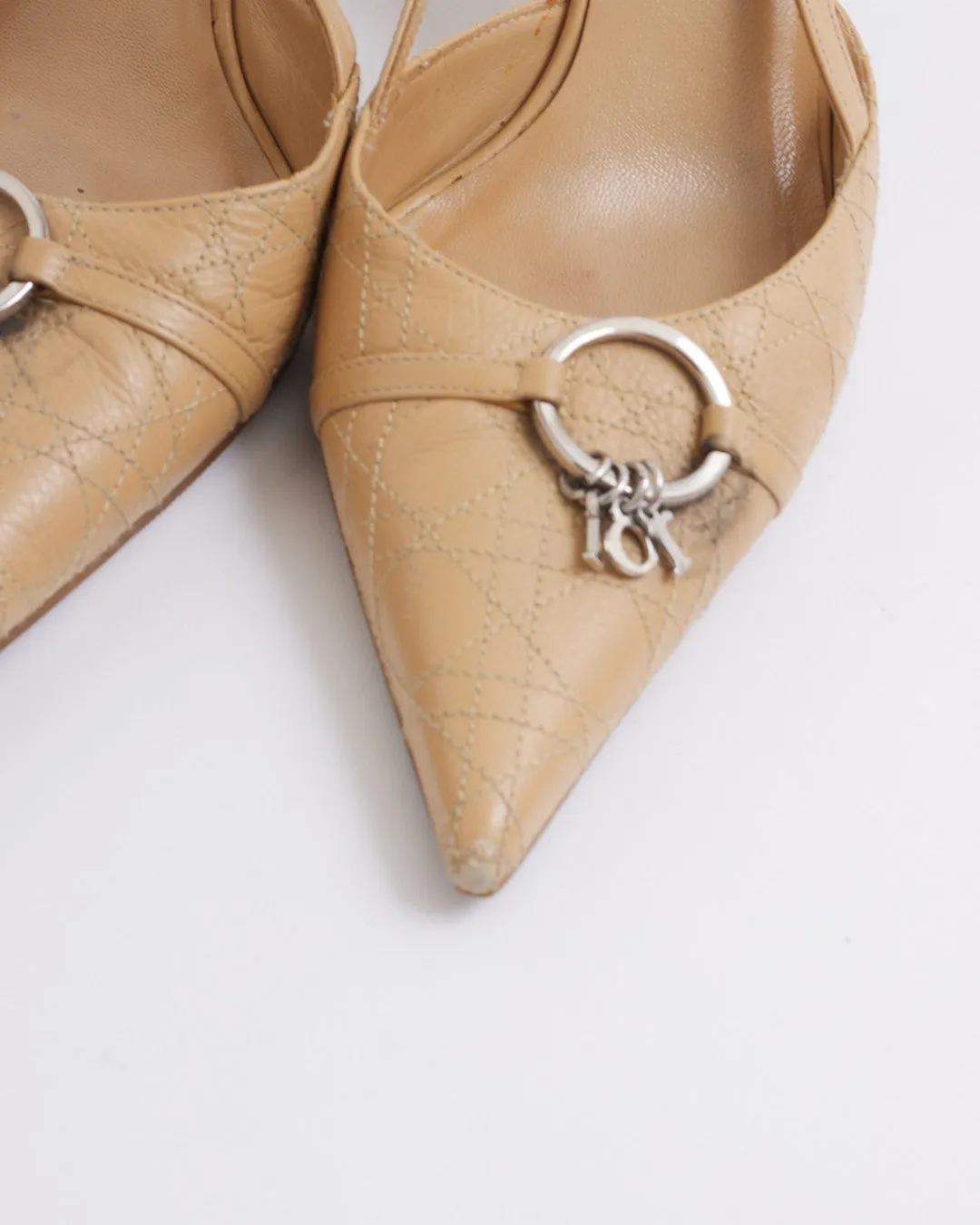 Dior Beige Cannage Vintage Point Toe Pumps - 39
