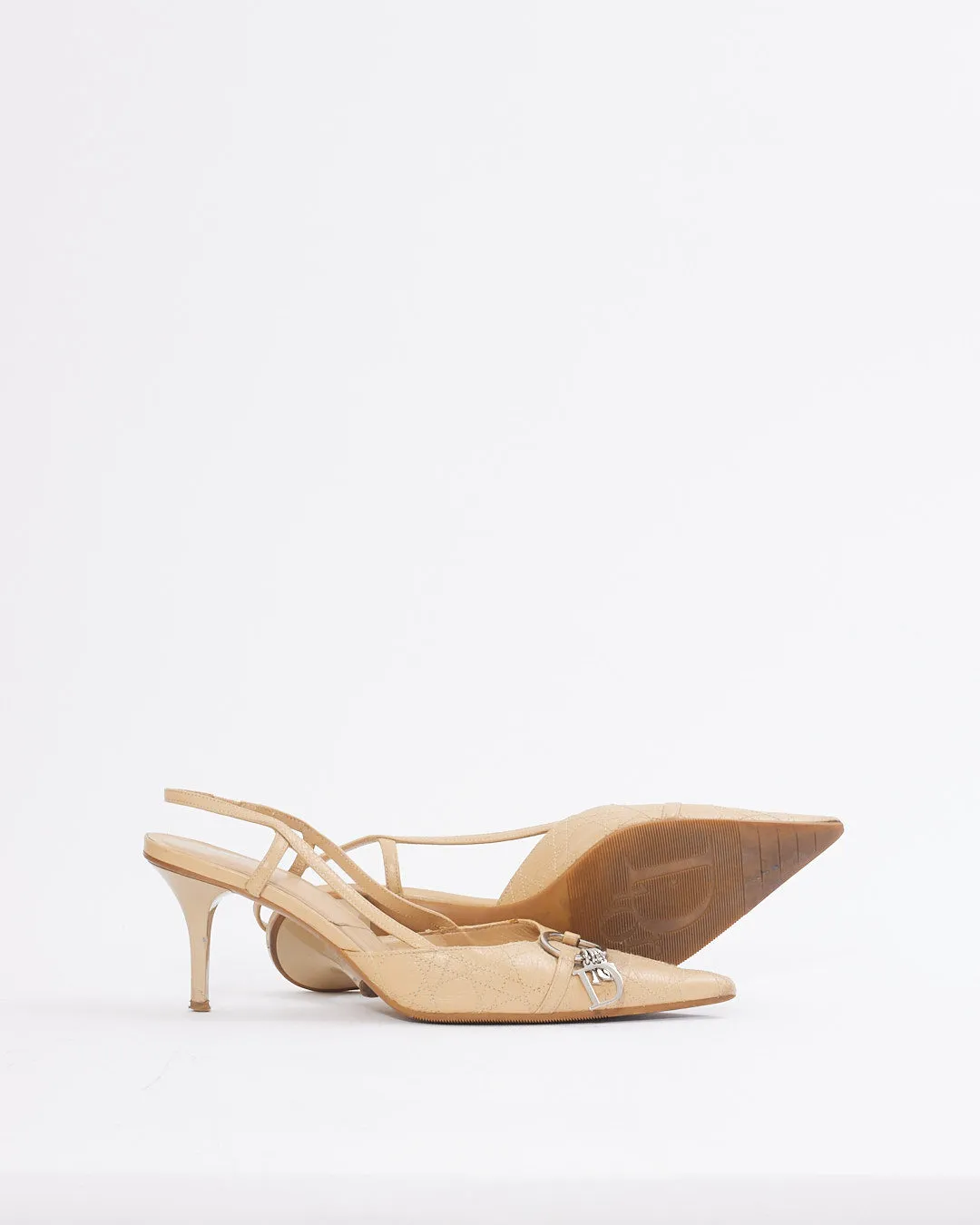 Dior Beige Cannage Vintage Point Toe Pumps - 39