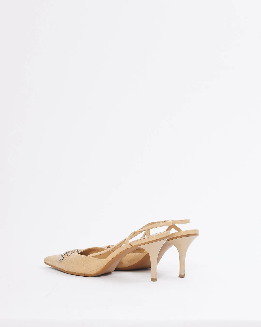 Dior Beige Cannage Vintage Point Toe Pumps - 39
