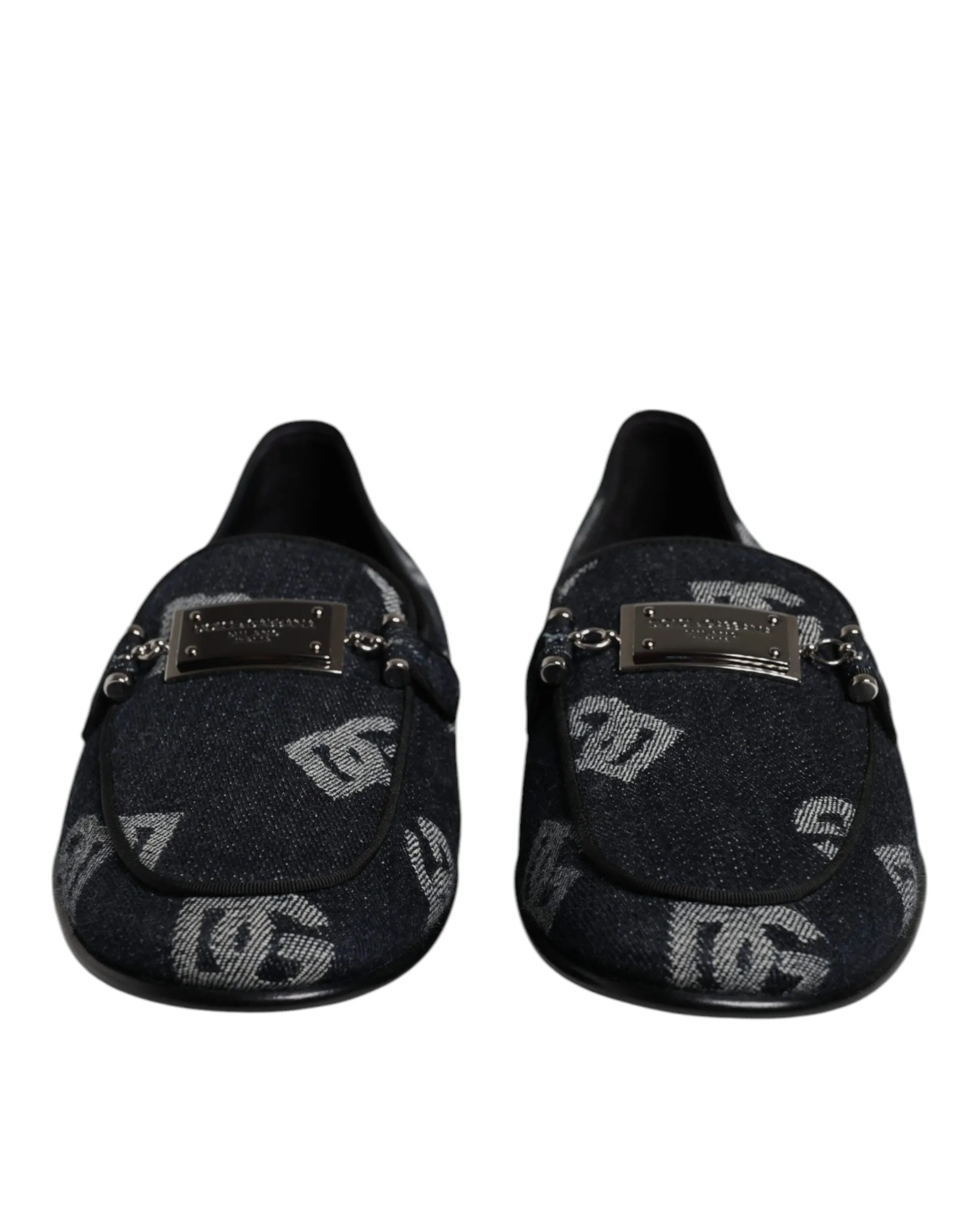 Dolce & Gabbana Black Logo Cotton Loafers Formal Dress Shoes