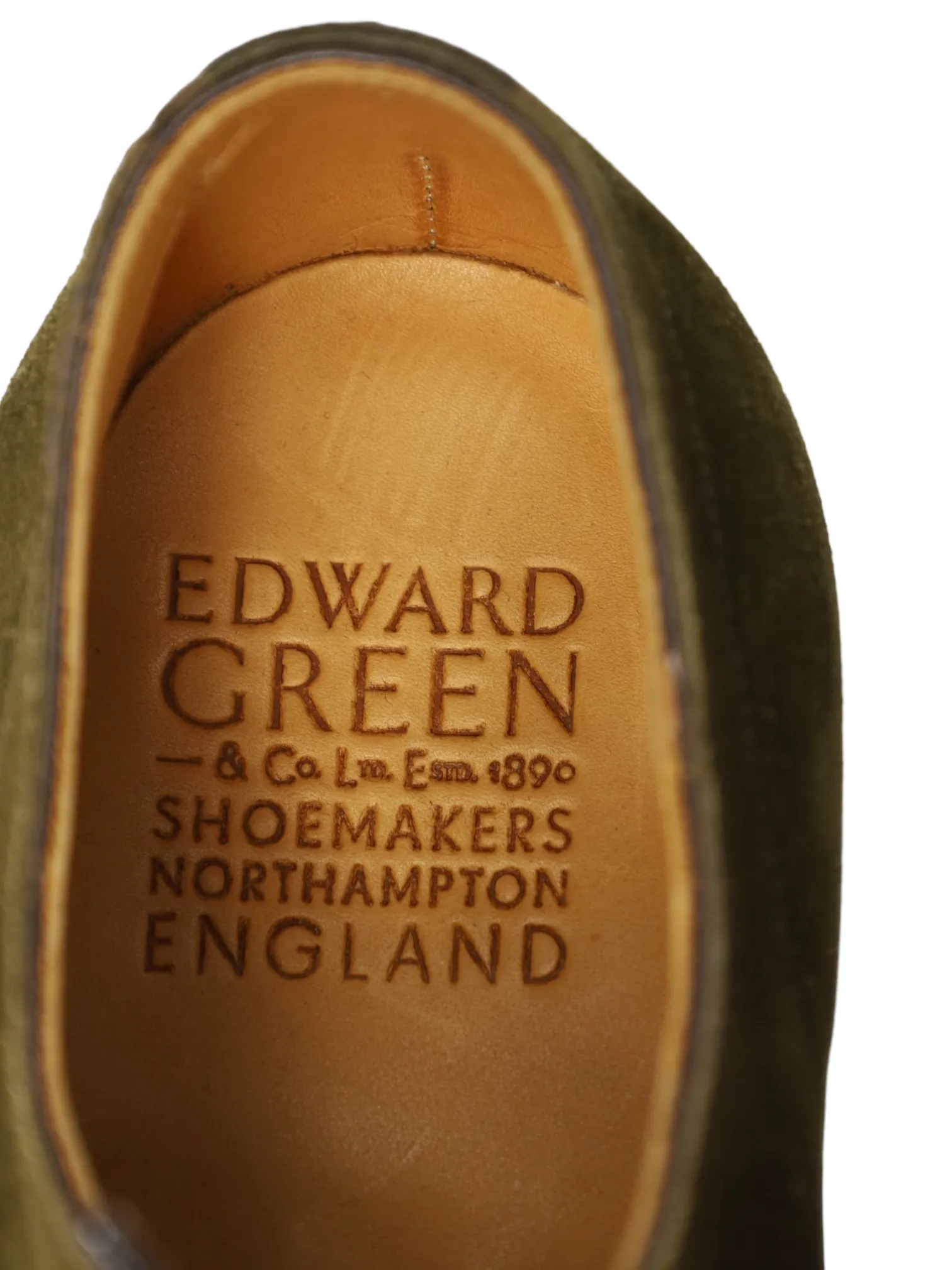 Edward Green Suede Loden Green Unlined Dover Derby
