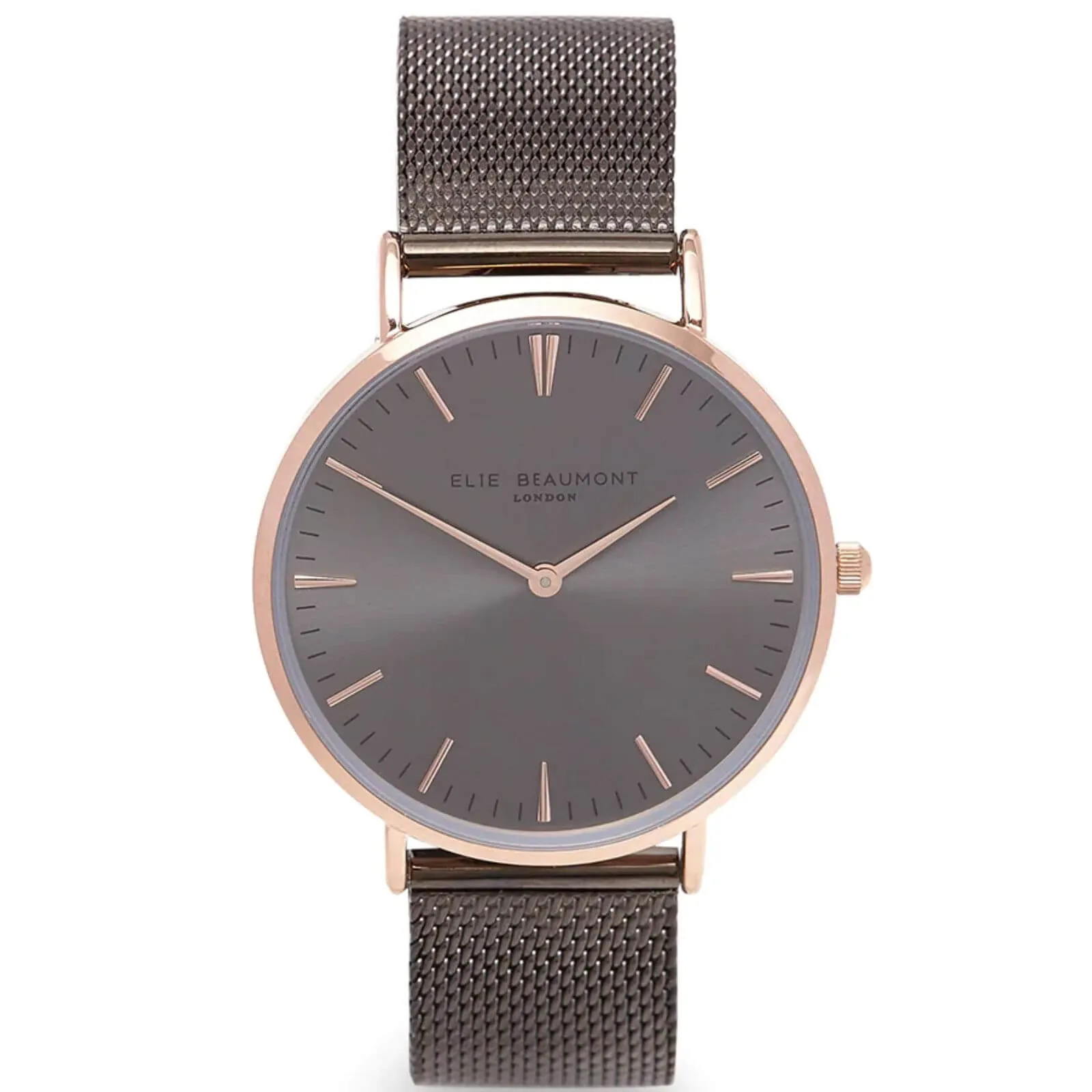 Elie Beaumont Large Dial Mesh Watch - Gunmetal Rose