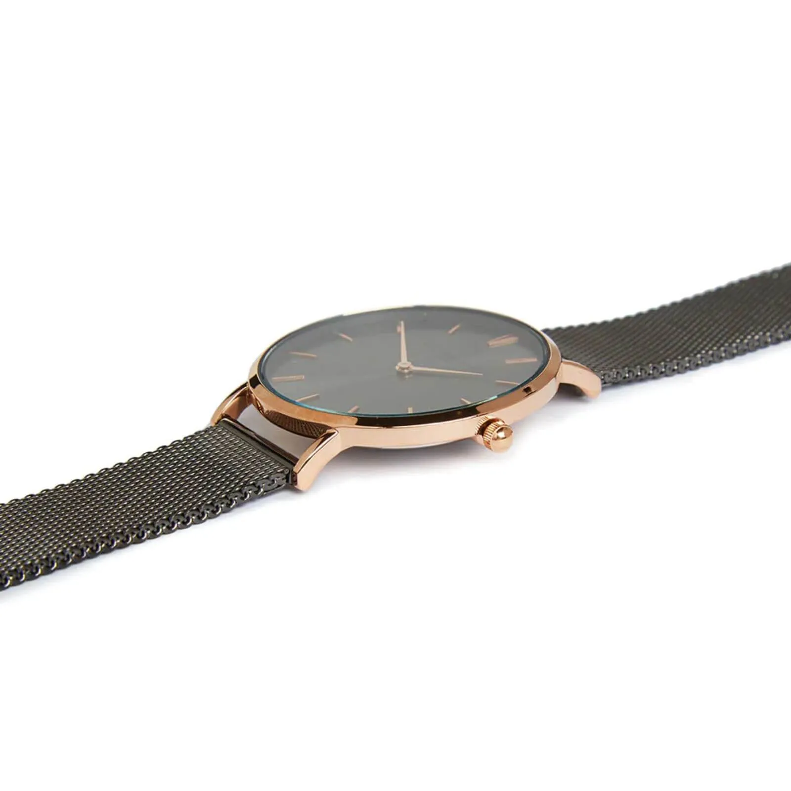 Elie Beaumont Large Dial Mesh Watch - Gunmetal Rose