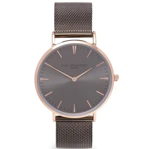 Elie Beaumont Large Dial Mesh Watch - Gunmetal Rose