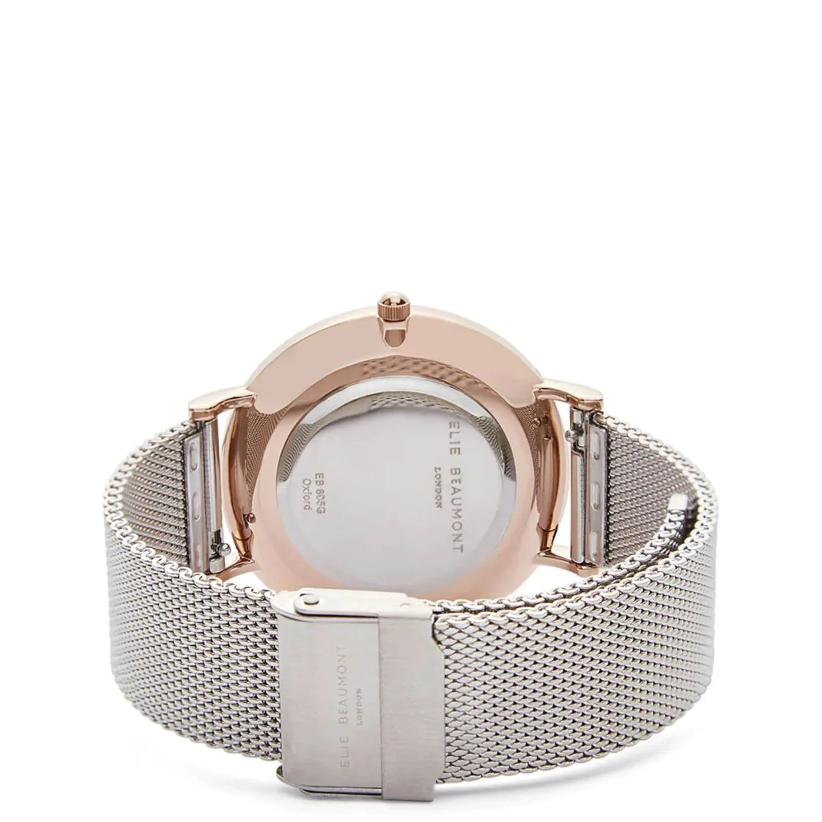 Elie Beaumont Large Dial Mesh Watch - Silver Rose
