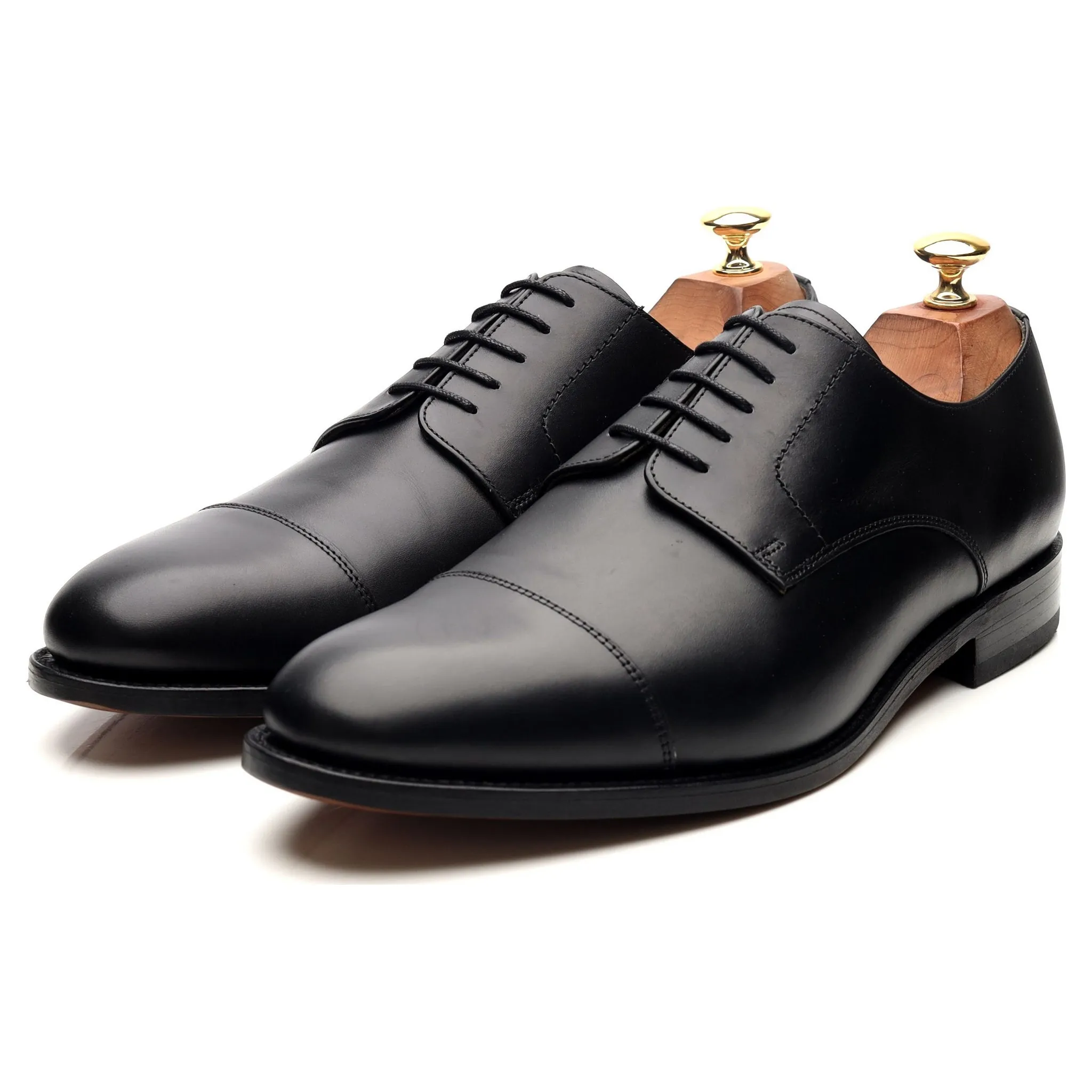 'Epping' Black Leather Cap Toe Derby UK 9 G