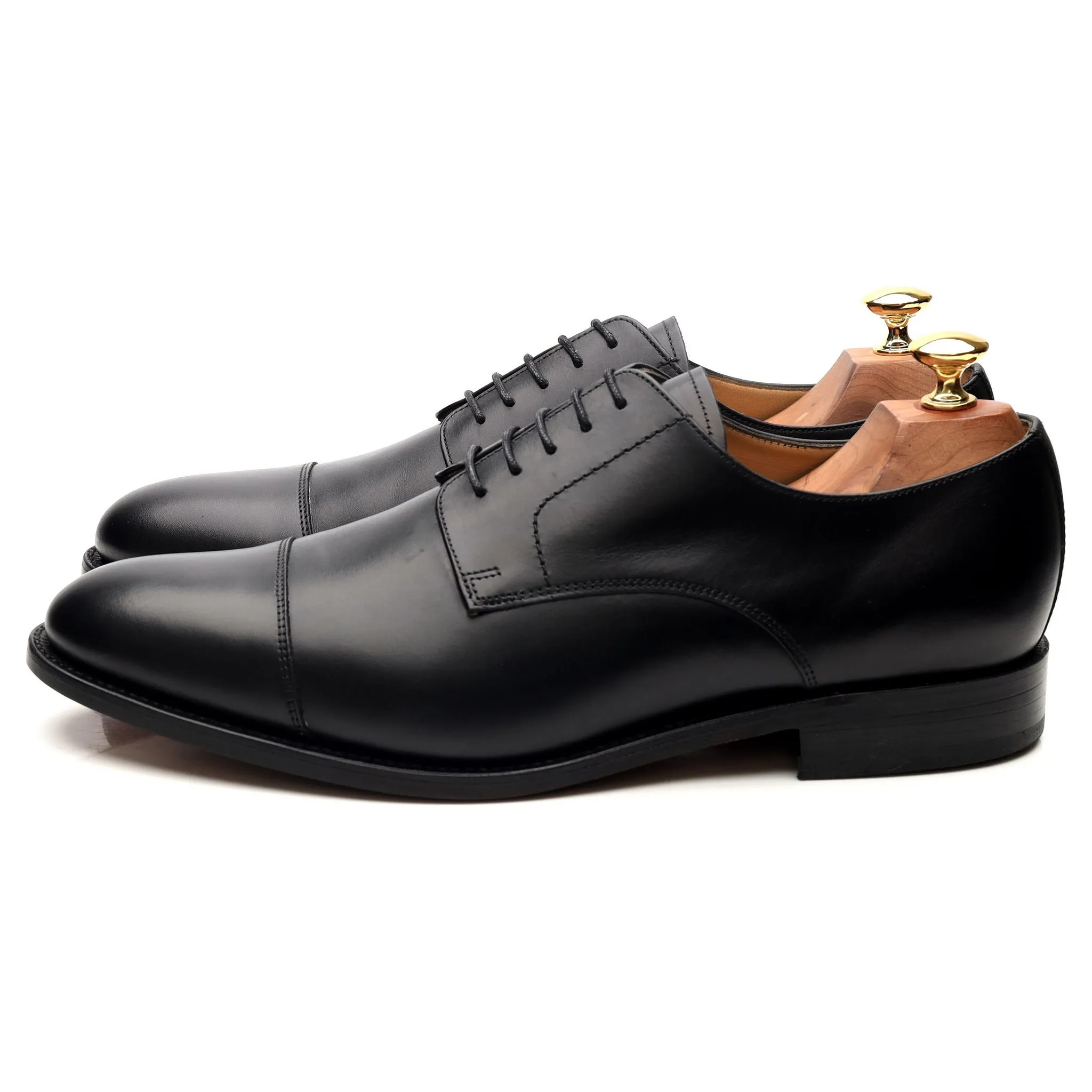 'Epping' Black Leather Cap Toe Derby UK 9 G