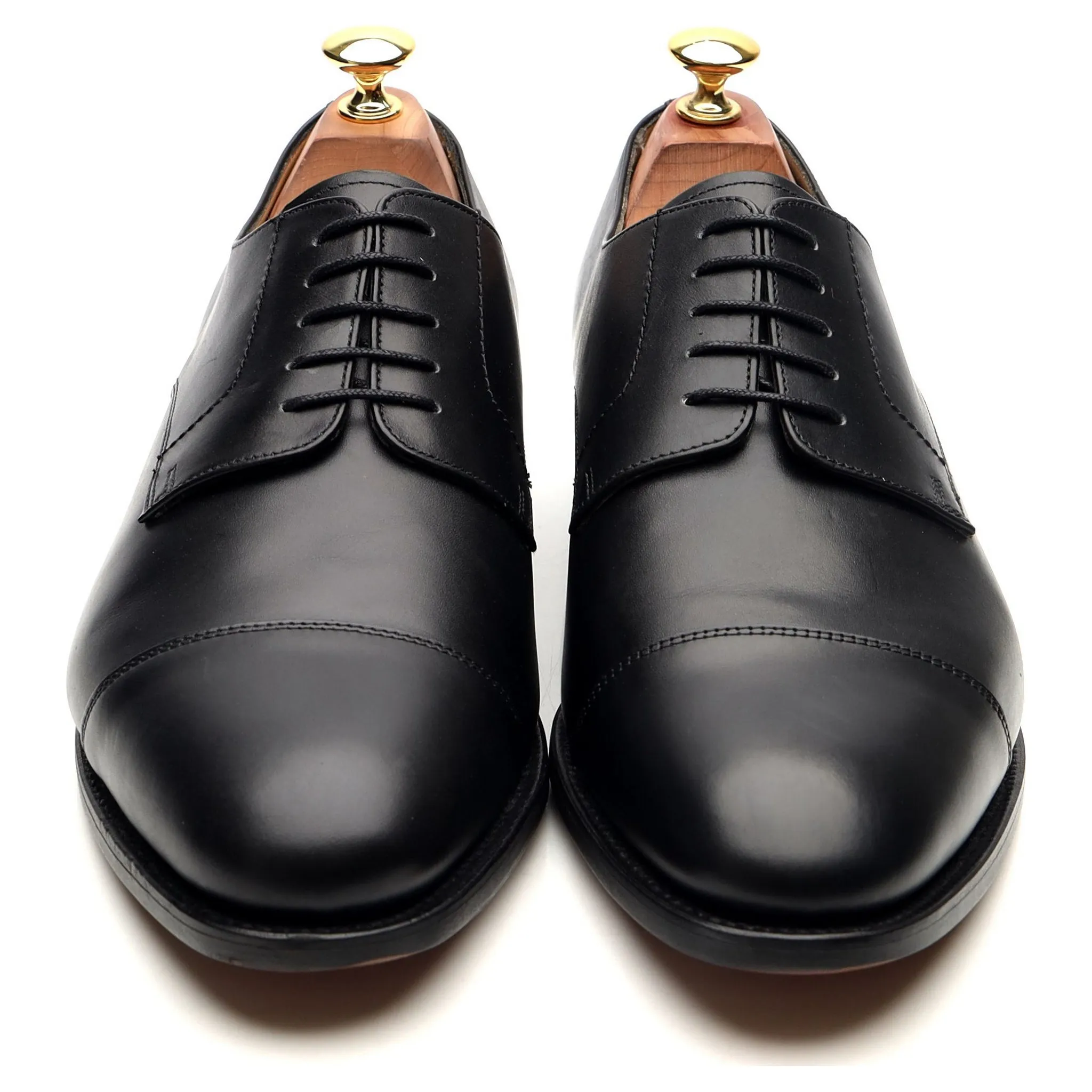 'Epping' Black Leather Cap Toe Derby UK 9 G