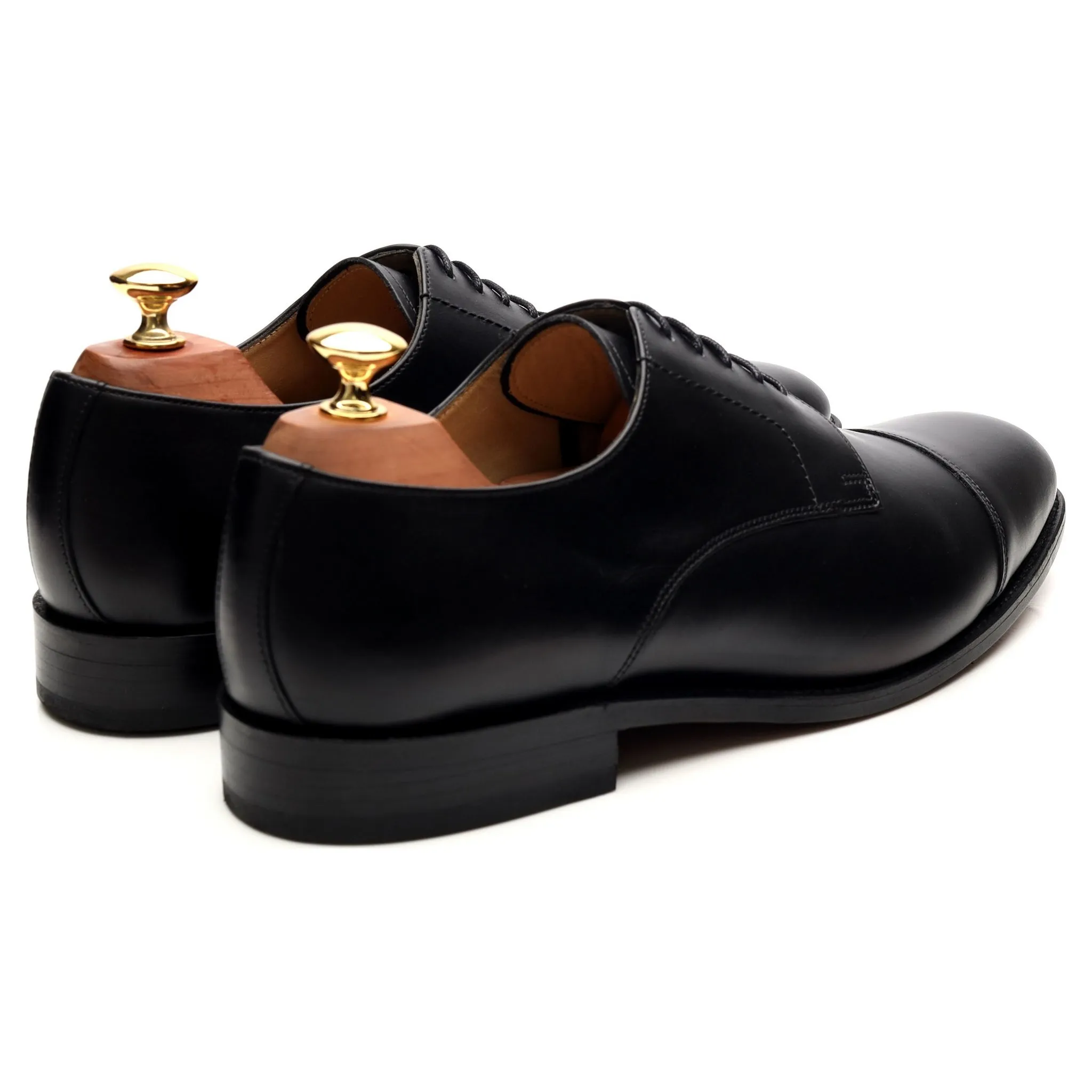 'Epping' Black Leather Cap Toe Derby UK 9 G