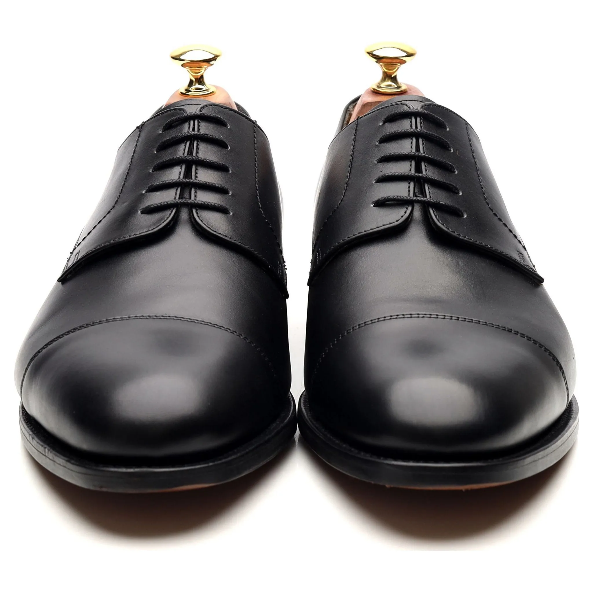 'Epping' Black Leather Cap Toe Derby UK 9 G