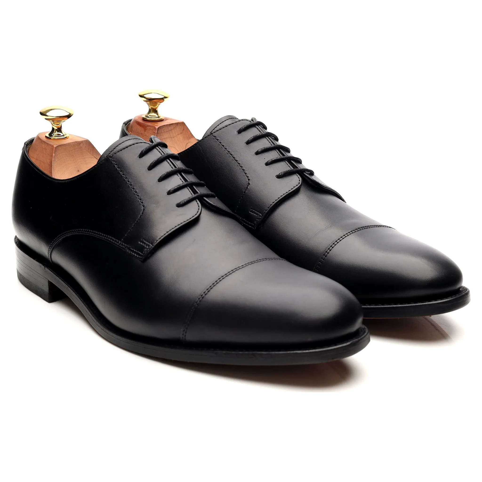 'Epping' Black Leather Cap Toe Derby UK 9 G