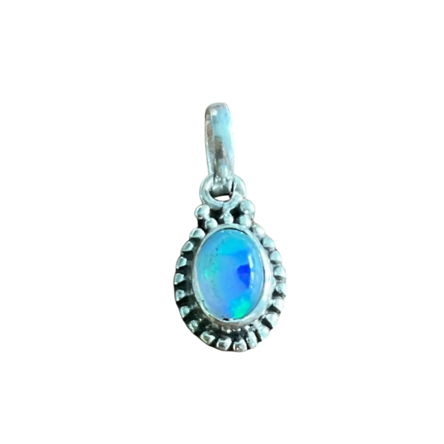 Ethiopian Opal Solid 925 Sterling Silver Pendant