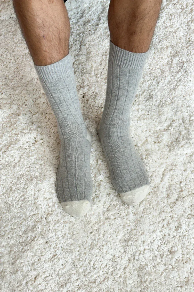Extended Cashmere Classic Socks | Grey Melange