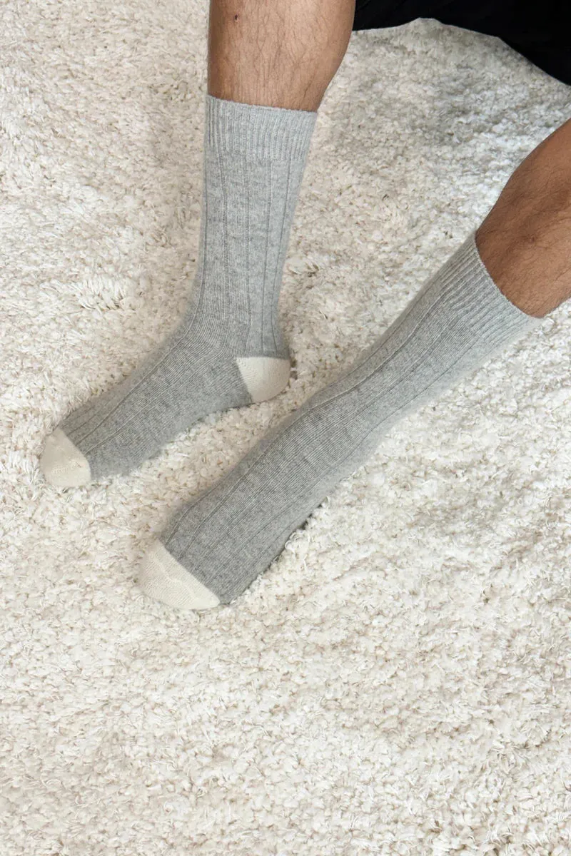 Extended Cashmere Classic Socks | Grey Melange