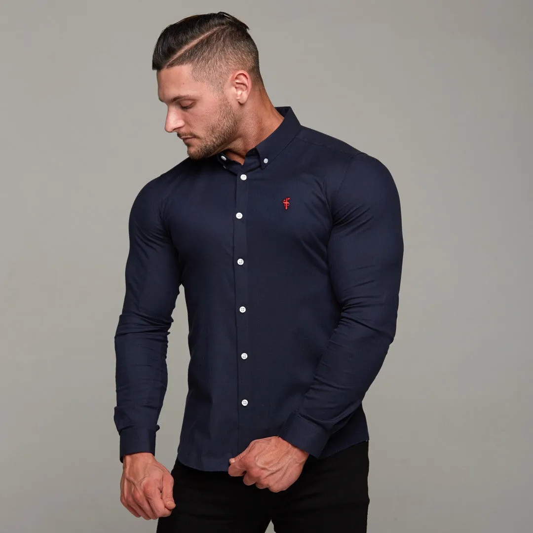 Father Sons Super Slim Stretch Classic Oxford Navy (Red Emblem) - FS308