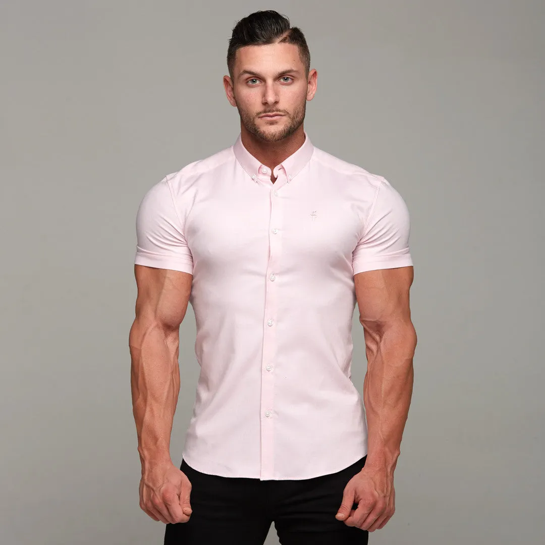 Father Sons Super Slim Stretch Classic Oxford Pink Short Sleeve - FS305