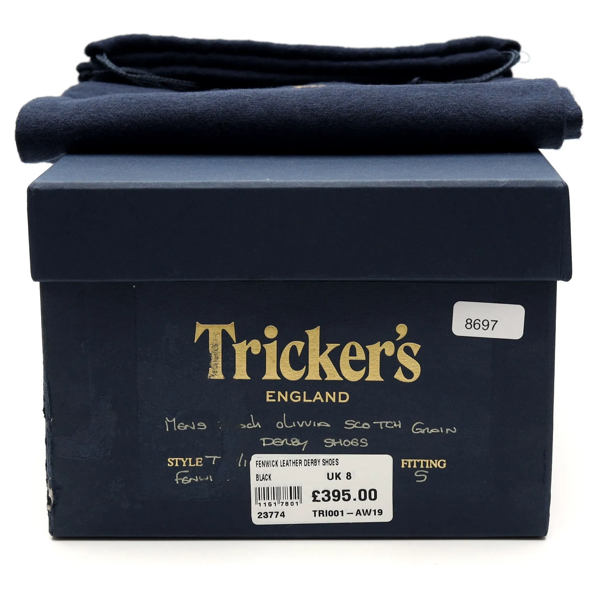 'Fenwick' Black Grain Leather Derby UK 8
