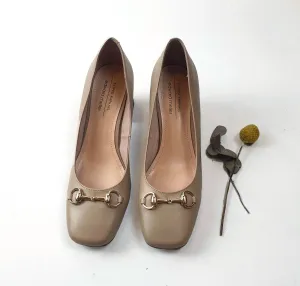 Filippo Raphael beige court style shoe with front detail size 38.5 (as new, RRP 249)