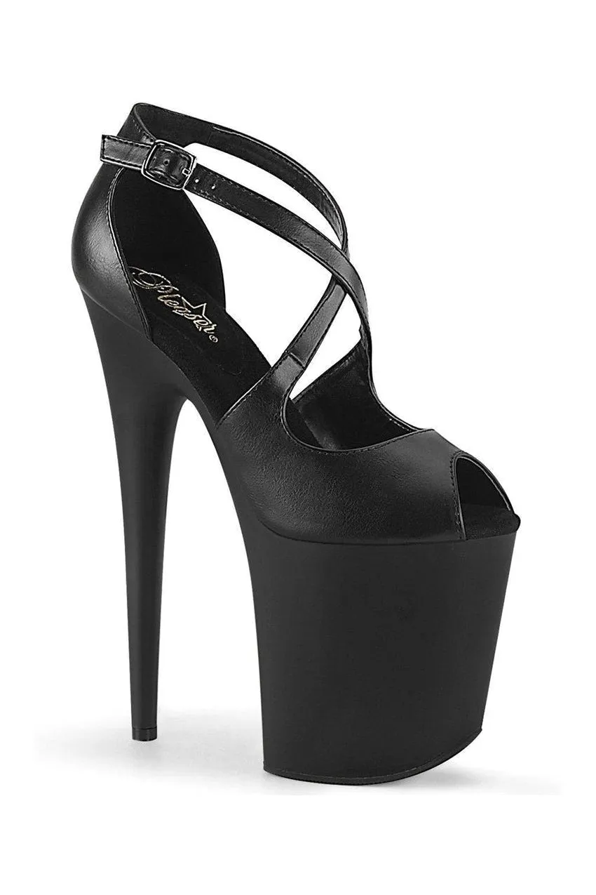 FLAMINGO-821 Exotic Sandal | Black Faux Leather