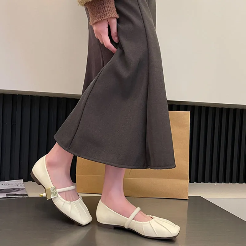Flat Soft Surface Mary Jane Shoes Comfortable Widened Women's Shoes