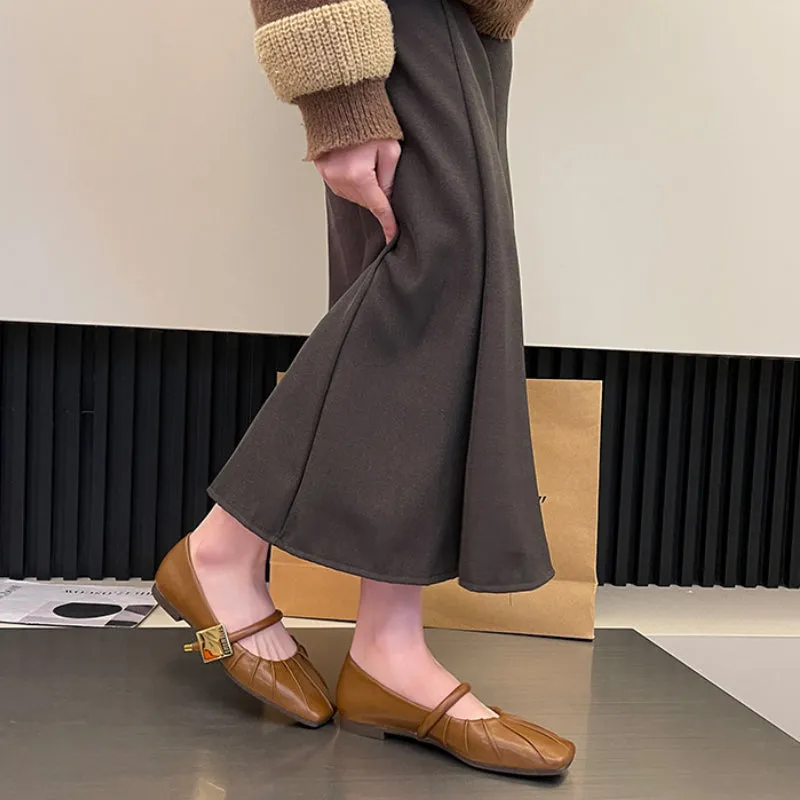 Flat Soft Surface Mary Jane Shoes Comfortable Widened Women's Shoes