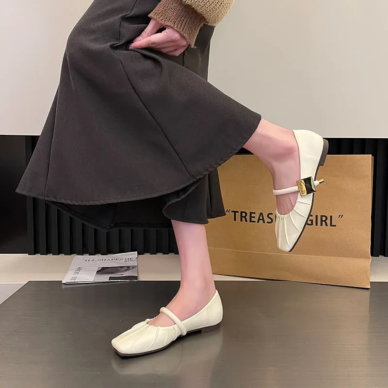 Flat Soft Surface Mary Jane Shoes Comfortable Widened Women's Shoes
