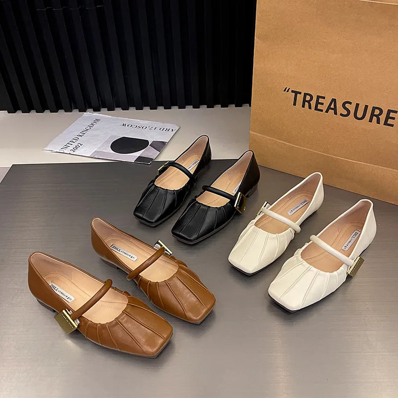 Flat Soft Surface Mary Jane Shoes Comfortable Widened Women's Shoes