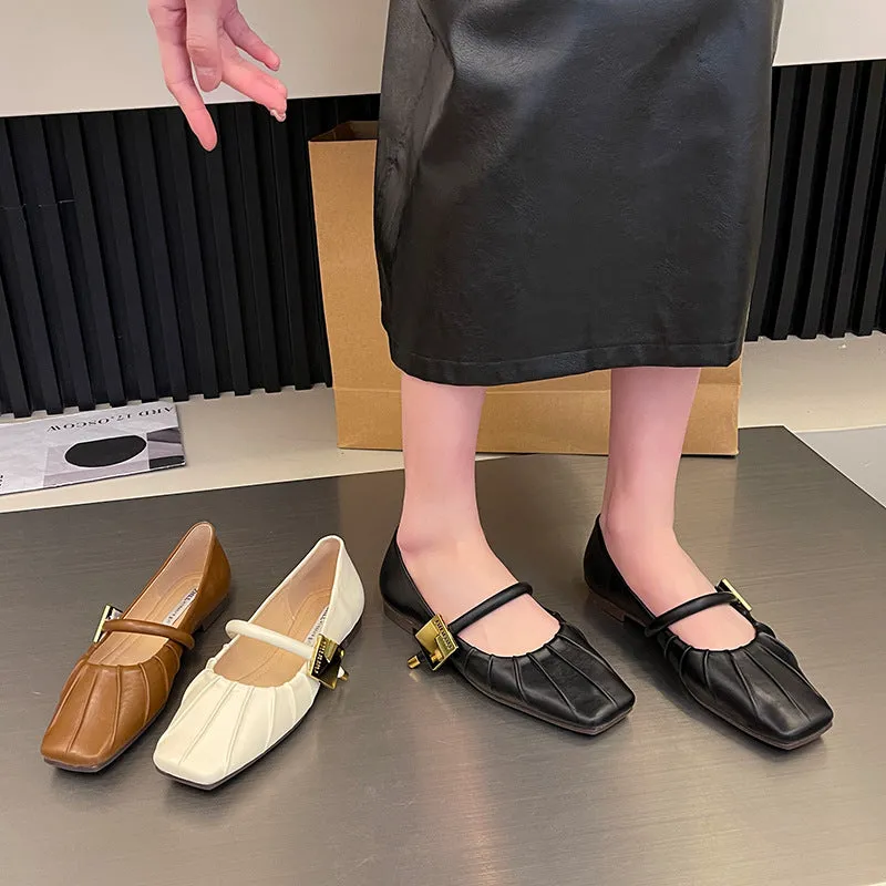 Flat Soft Surface Mary Jane Shoes Comfortable Widened Women's Shoes