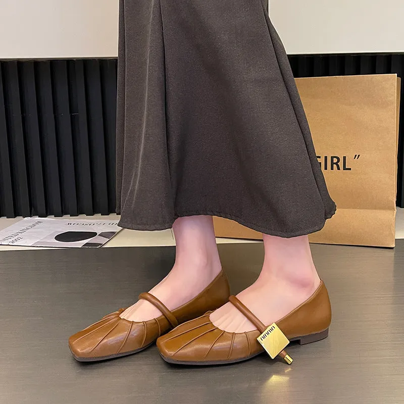 Flat Soft Surface Mary Jane Shoes Comfortable Widened Women's Shoes